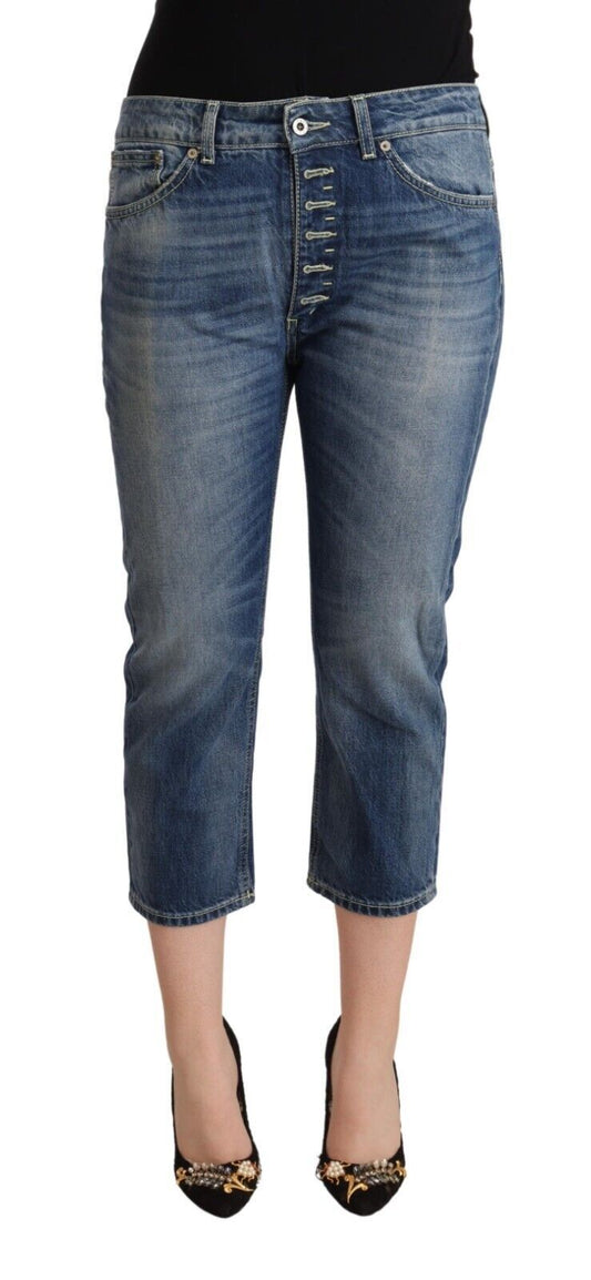Dondup Blue Washed Mid Waist Capri Denim Jeans Dondup