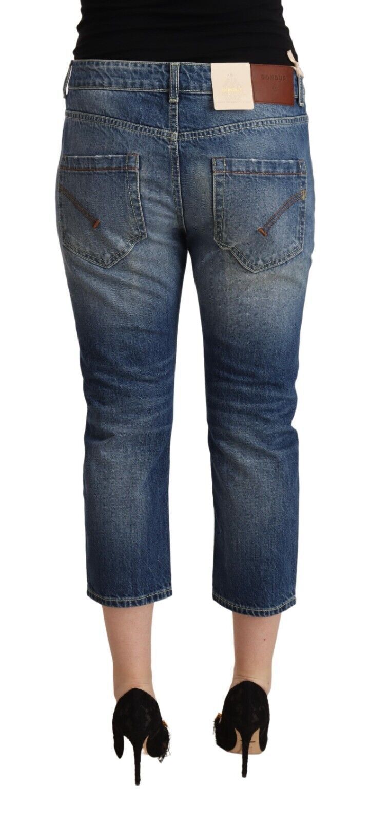 Dondup Blue Washed Mid Waist Capri Denim Jeans Dondup