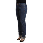 Acht Dark Blue Cotton Slim Fit Folded Hem Denim Jeans
