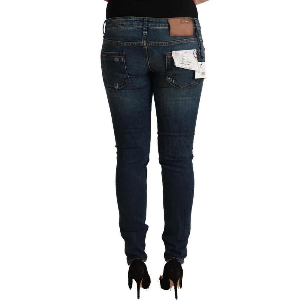 Acht Blue Washed Low Waist Slim Fit Denim Jeans