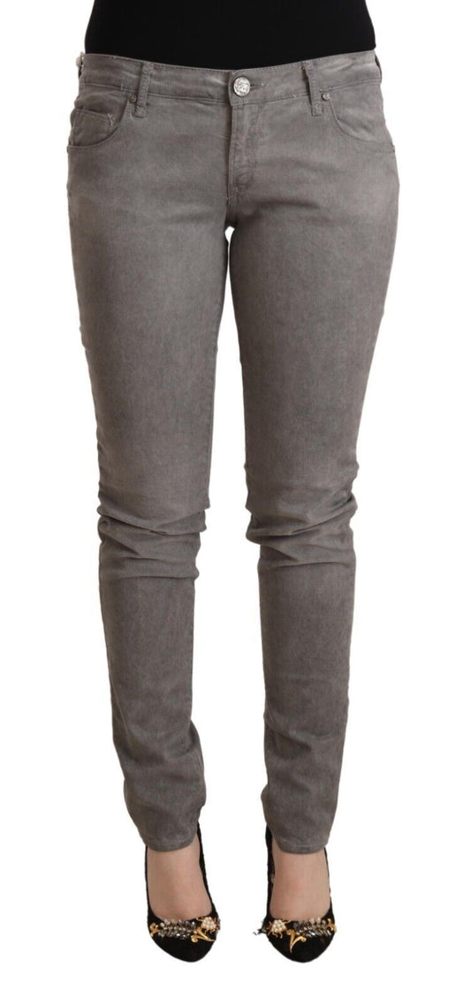 Acht Gray Cotton Low Waist Skinny Push Up Denim Jeans Acht