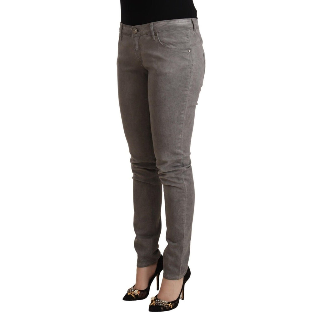 Acht Gray Cotton Low Waist Skinny Push Up Denim Jeans
