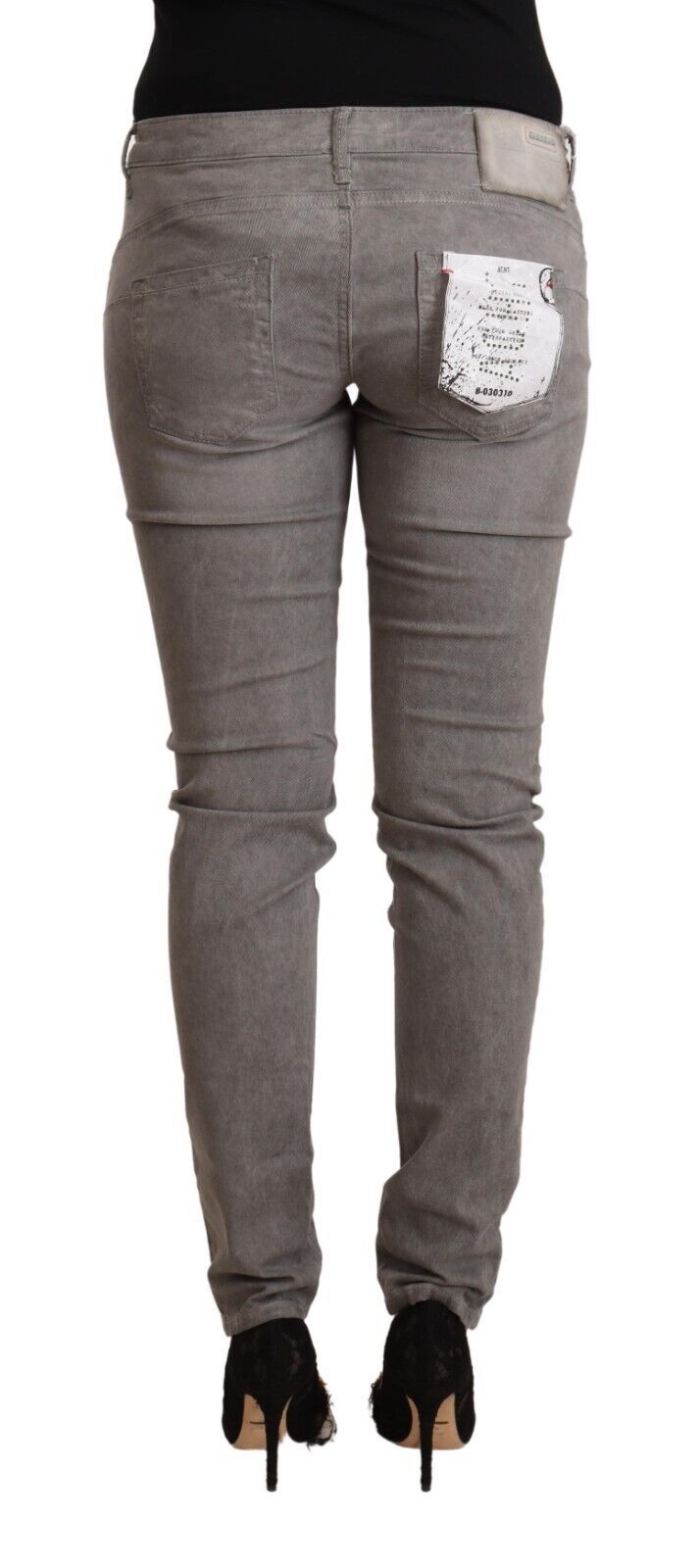 Acht Gray Cotton Low Waist Skinny Push Up Denim Jeans Acht