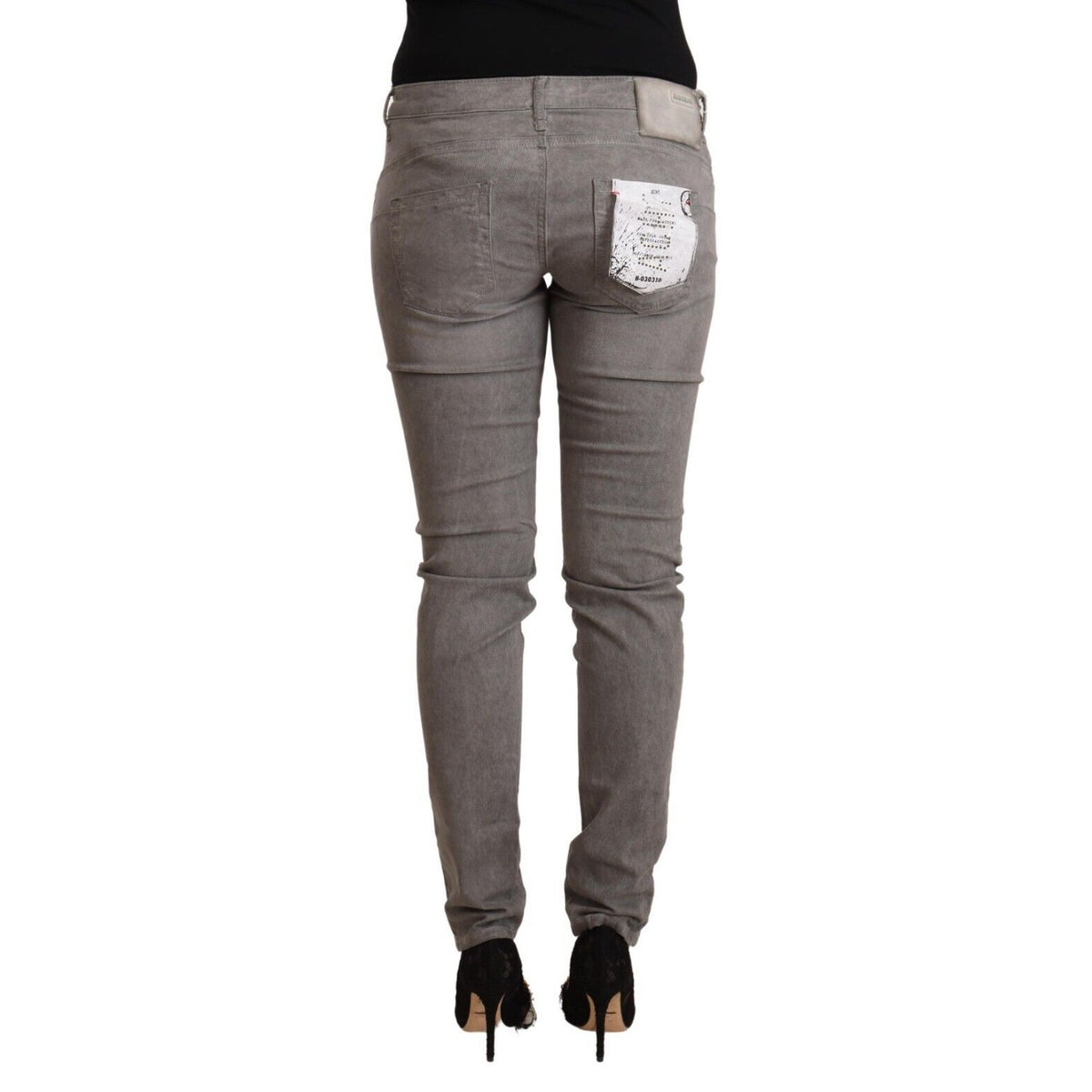 Acht Gray Cotton Low Waist Skinny Push Up Denim Jeans