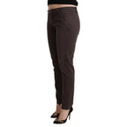 Ermanno Scervino Brown Cotton Low Waist Slim Fit Pants Ermanno Scervino
