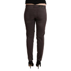Ermanno Scervino Brown Cotton Low Waist Slim Fit Pants Ermanno Scervino