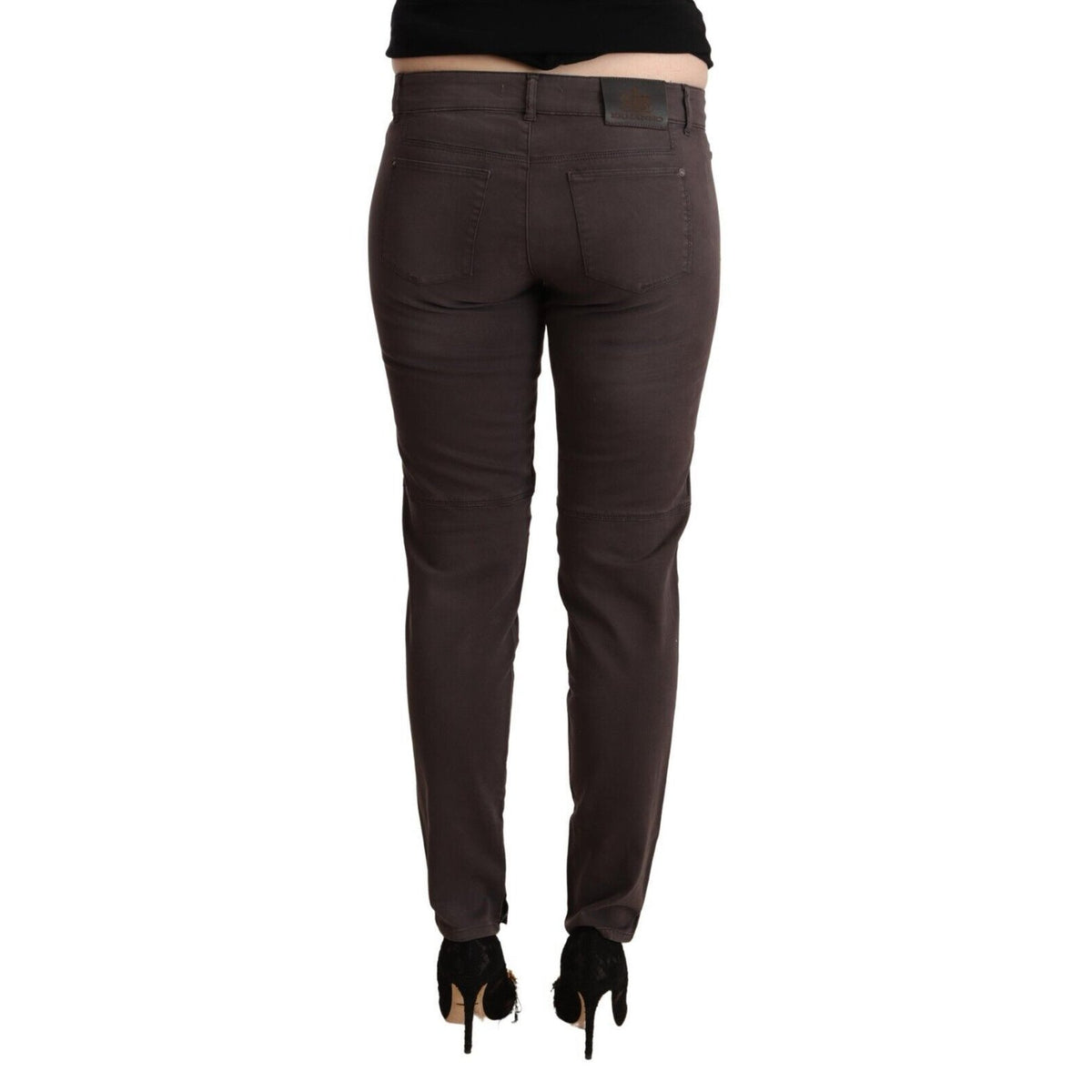Ermanno Scervino Brown Cotton Low Waist Slim Fit Pants Ermanno Scervino