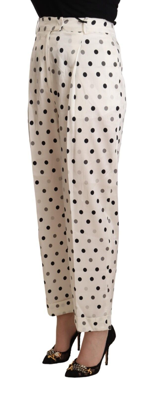 Ermanno Scervino White Polka Dotted High Waist Tapered Pants Ermanno Scervino