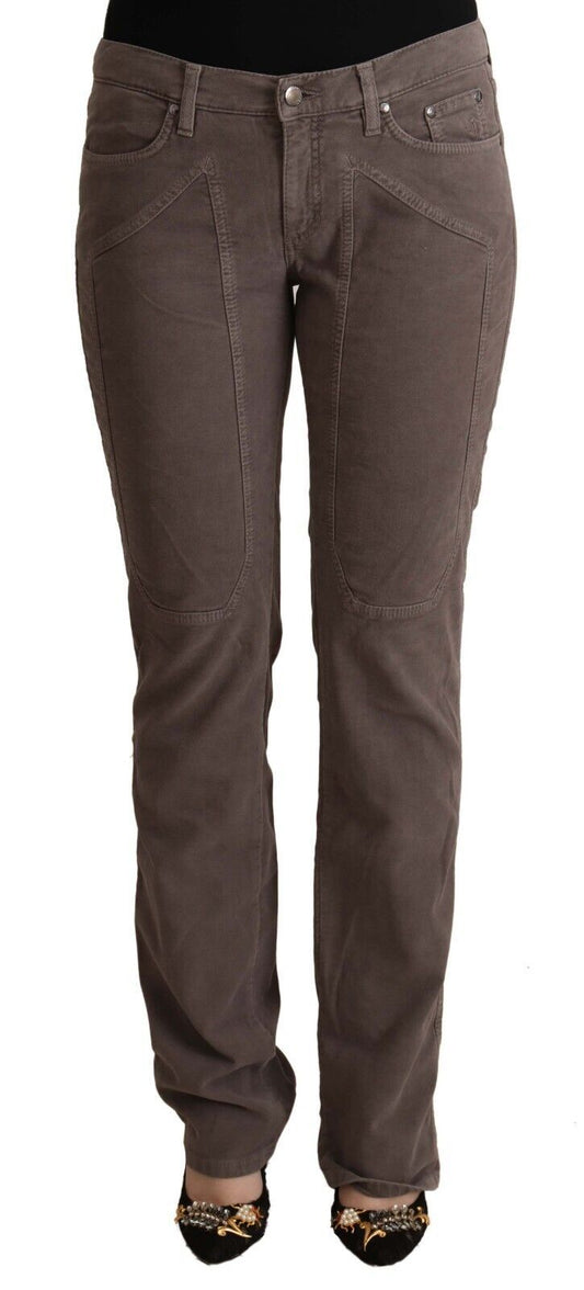 Jeckerson Brown Cotton Low Waist Iconic Patches Leg Denim Jeans Jeckerson
