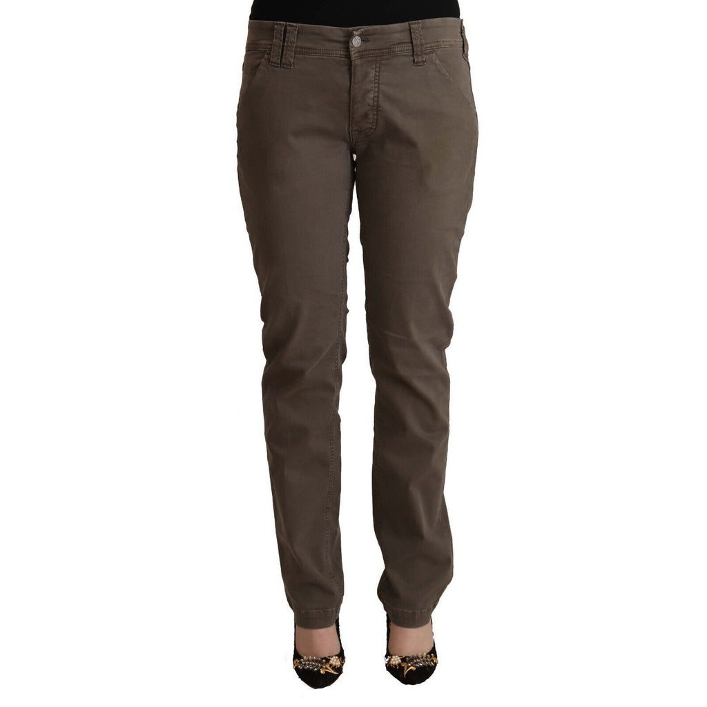 CYCLE Brown Cotton Low Waist Skinny Casual Jeans