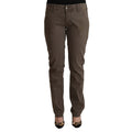 CYCLE Brown Cotton Low Waist Skinny Casual Jeans