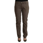 CYCLE Brown Cotton Low Waist Skinny Casual Jeans