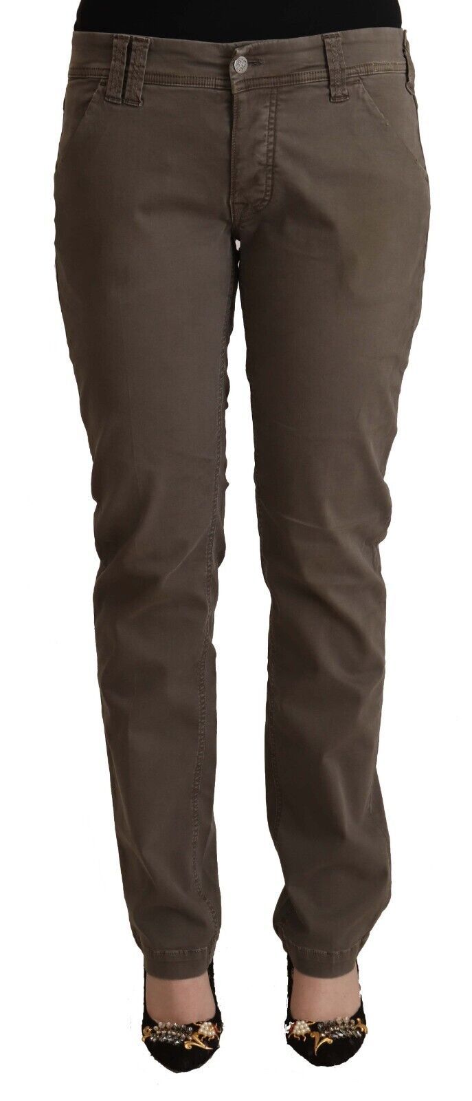 CYCLE Brown Cotton Low Waist Skinny Casual Jeans CYCLE
