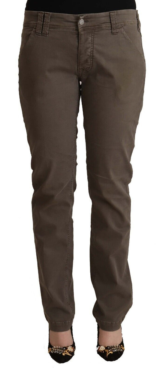 CYCLE Brown Cotton Low Waist Skinny Casual Jeans CYCLE