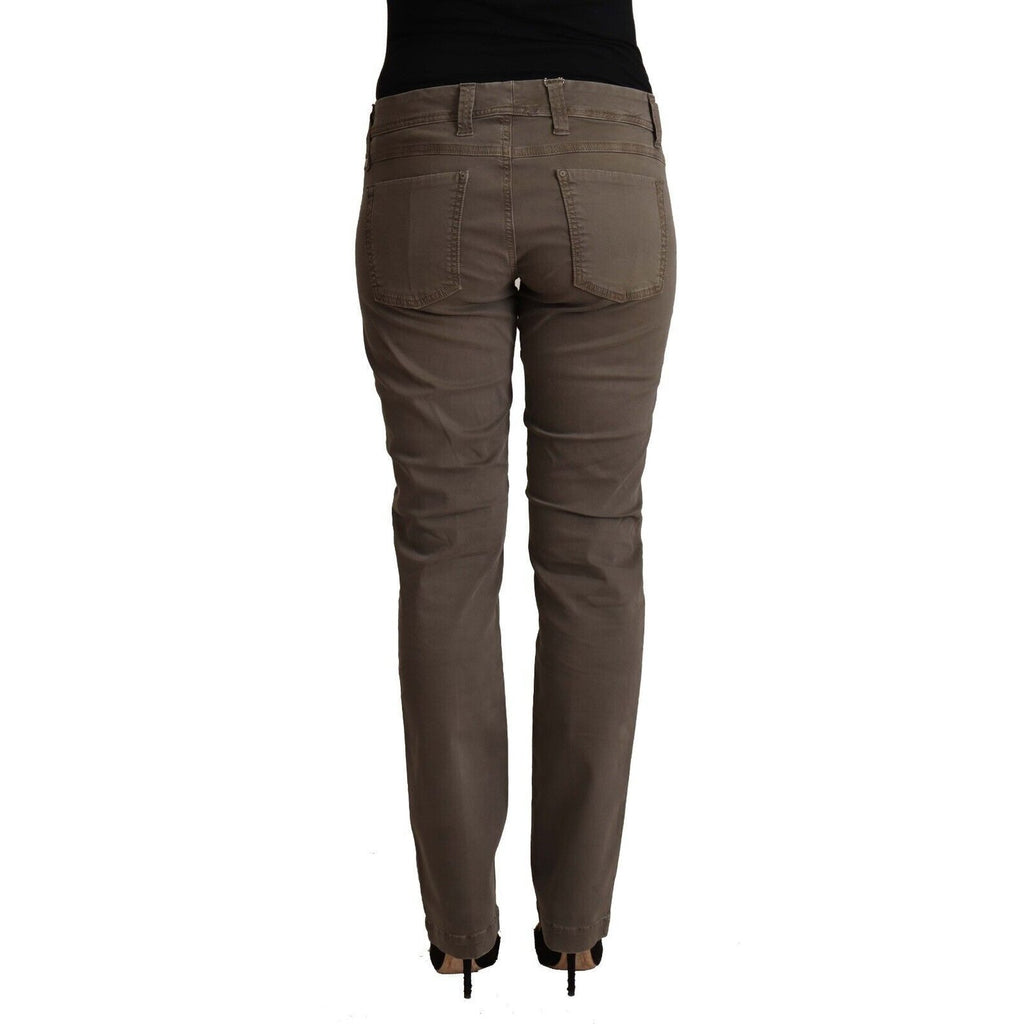 CYCLE Brown Cotton Low Waist Skinny Casual Jeans