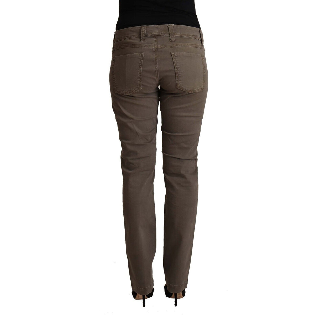 CYCLE Brown Cotton Low Waist Skinny Casual Jeans