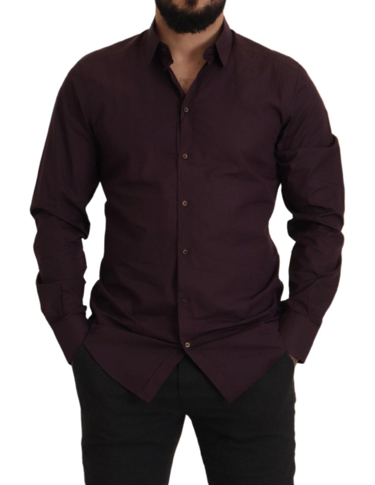 Dolce & Gabbana Purple Cotton GOLD Slim Fit Dress Shirt Dolce & Gabbana