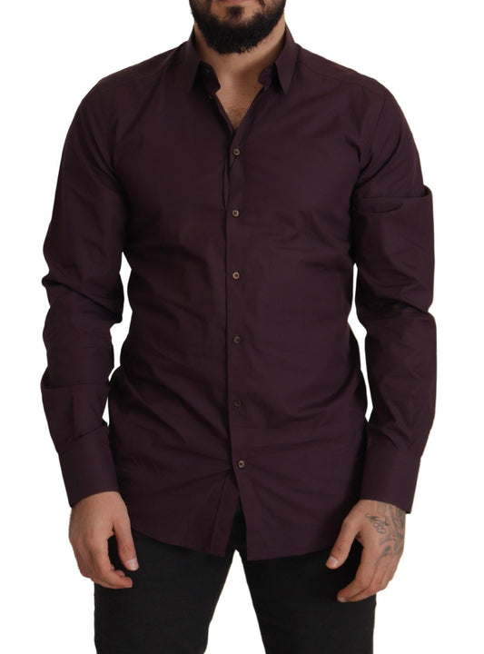 Dolce & Gabbana Purple Cotton GOLD Slim Fit Dress Shirt Dolce & Gabbana
