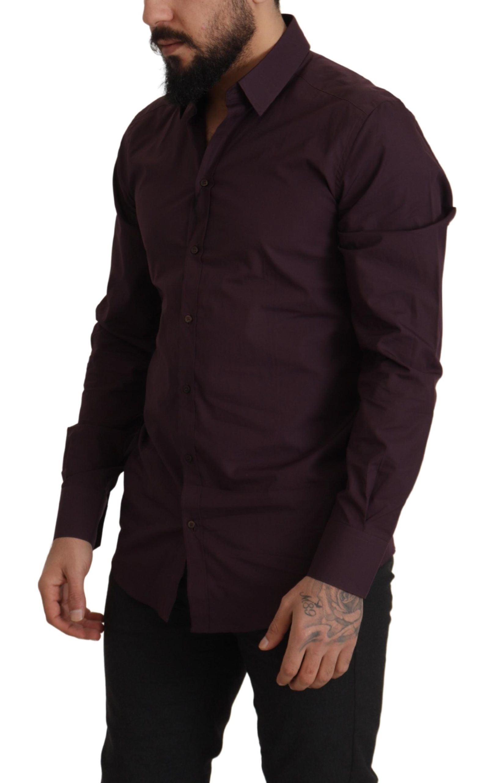 Dolce & Gabbana Purple Cotton GOLD Slim Fit Dress Shirt Dolce & Gabbana