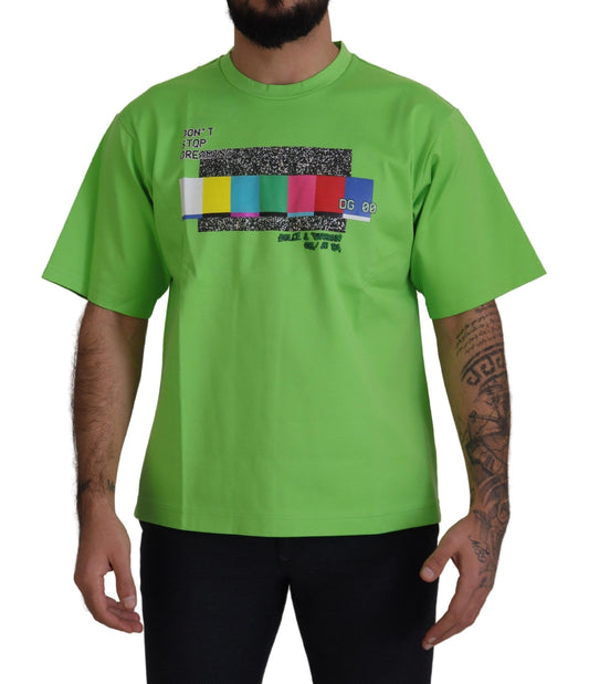 Dolce & Gabbana Green Cotton DG CHANNEL Top T-shirt Dolce & Gabbana
