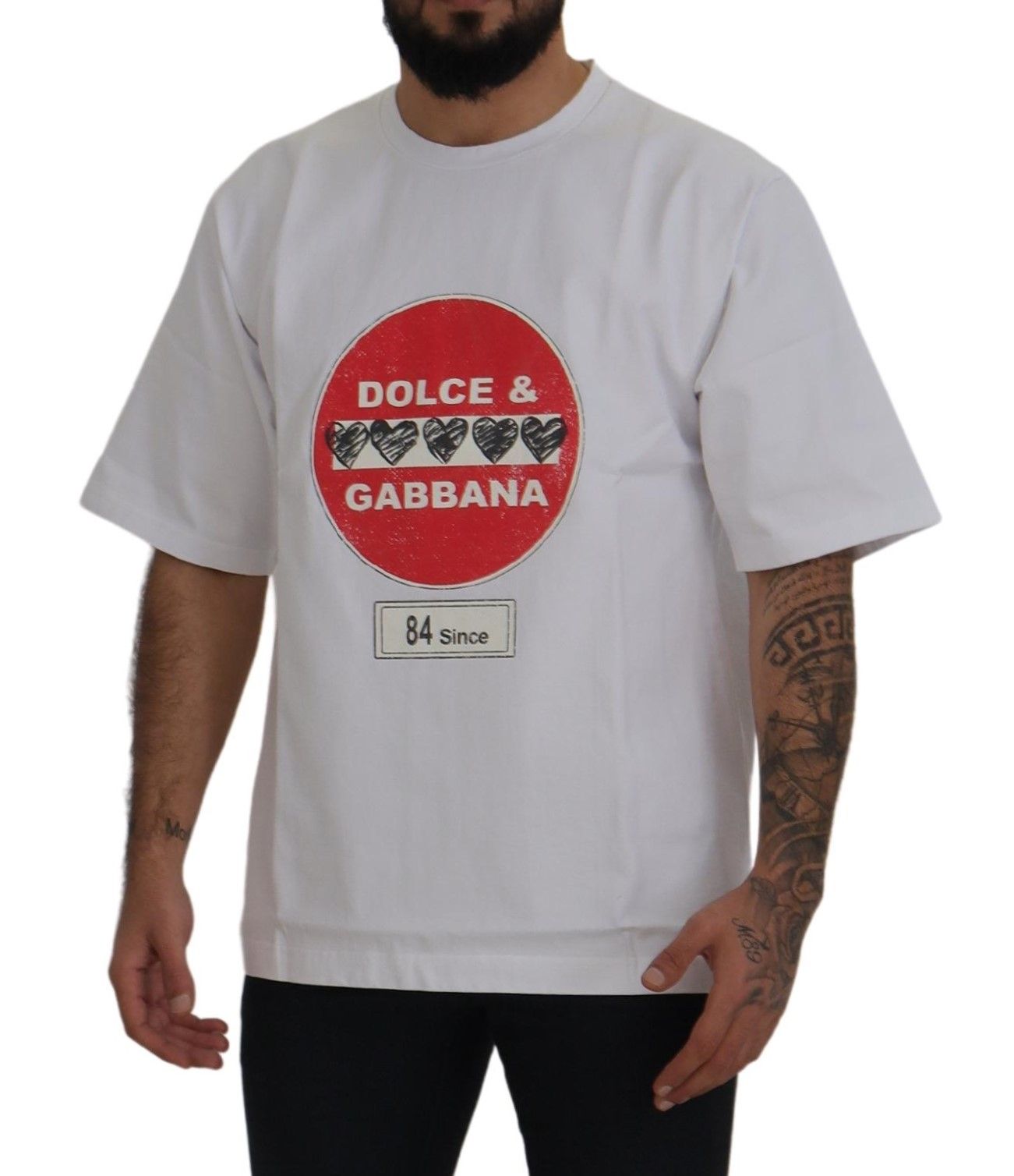 Dolce & Gabbana White Amor Heart Cotton Crewneck T-shirt Dolce & Gabbana