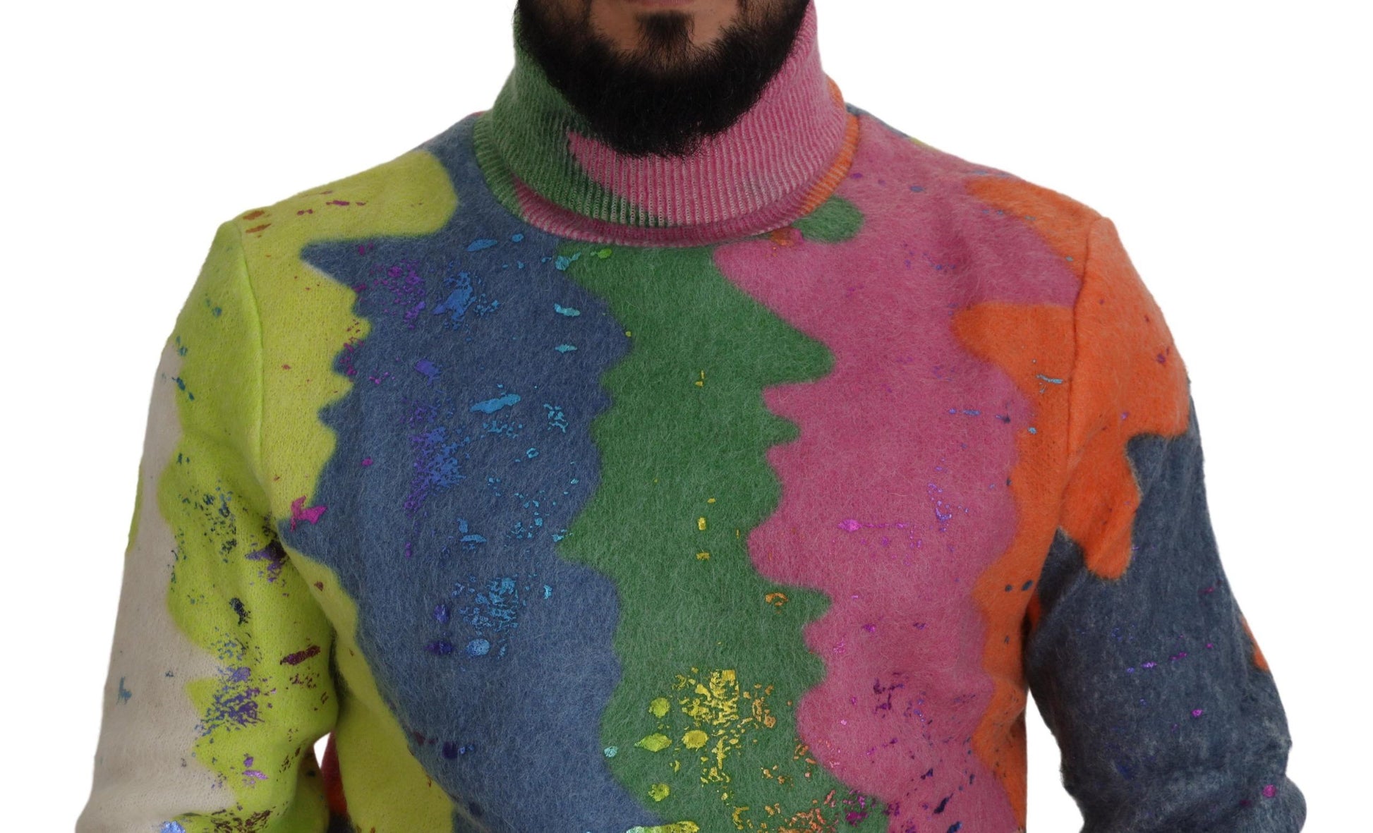 Dolce & Gabbana Multicolor Turtleneck Pullover Mohair Sweater Dolce & Gabbana