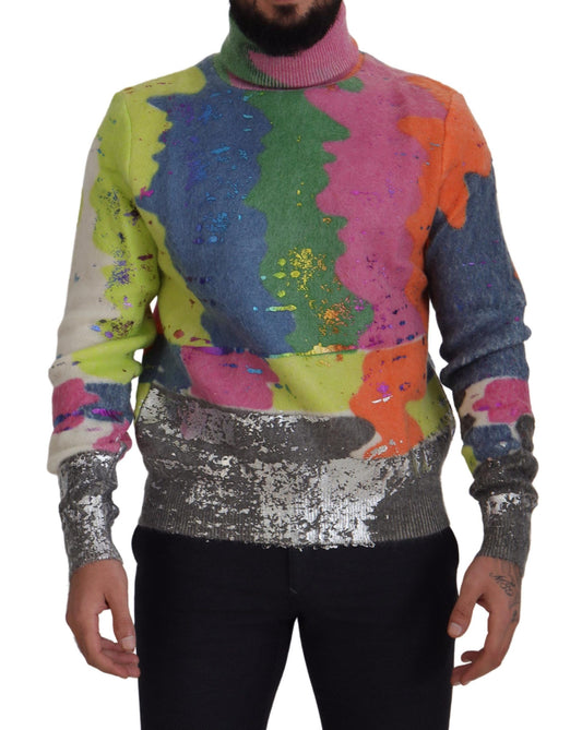 Dolce & Gabbana Multicolor Turtleneck Pullover Mohair Sweater Dolce & Gabbana