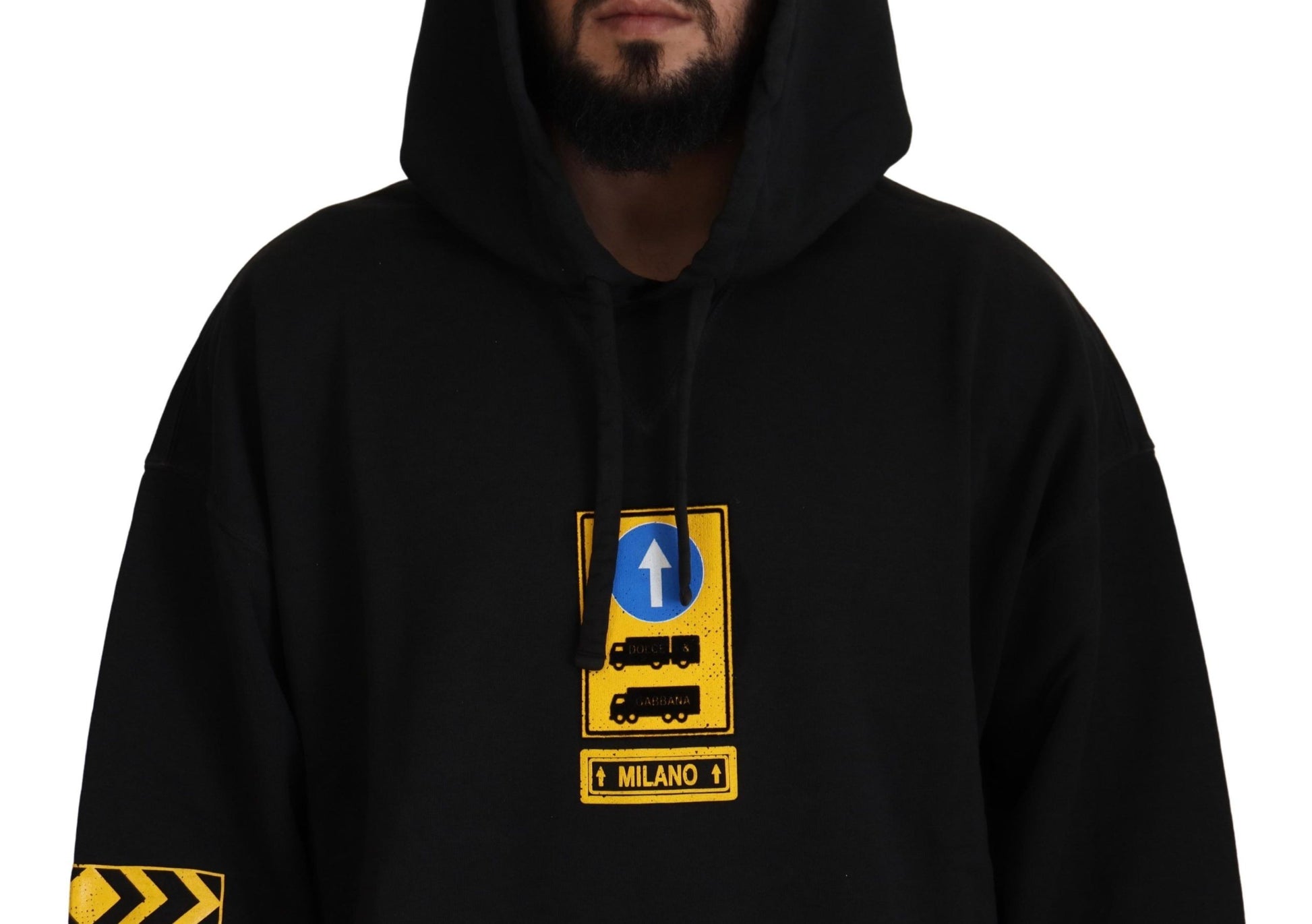 Dolce & Gabbana Black Cotton Hooded DG Shield Pullover Sweater Dolce & Gabbana