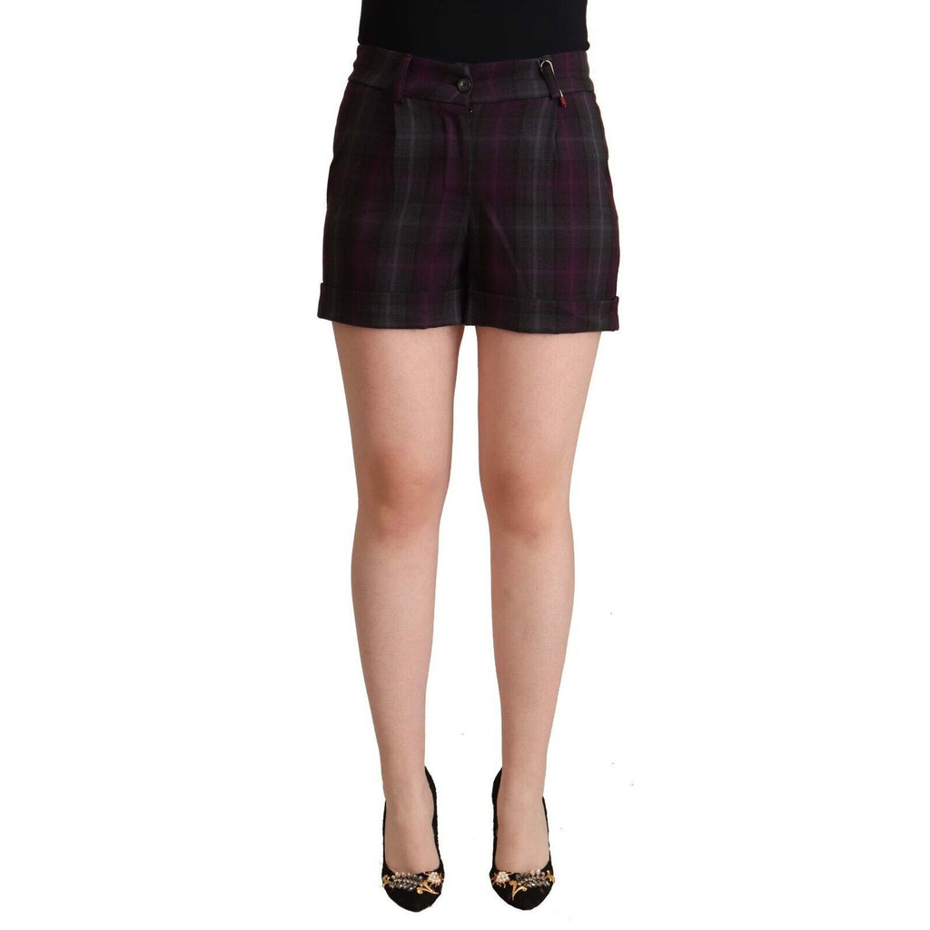 BENCIVENGA Multicolor Checkered Mid Waist Folded Hem Shorts