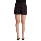 BENCIVENGA Multicolor Checkered Mid Waist Folded Hem Shorts