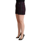 BENCIVENGA Multicolor Checkered Mid Waist Folded Hem Shorts
