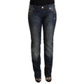 Acht Blue Washed Cotton Low Waist Skinny Denim Jeans