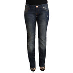 Acht Blue Washed Cotton Low Waist Skinny Denim Jeans