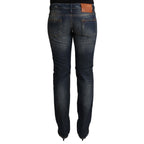 Acht Blue Washed Cotton Low Waist Skinny Denim Jeans