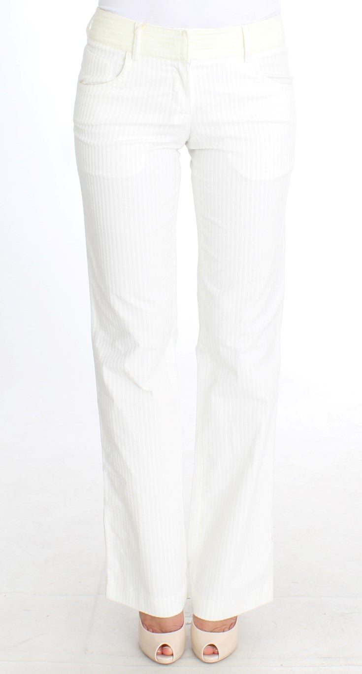 Ermanno Scervino White Striped Straight Fit Pants Ermanno Scervino
