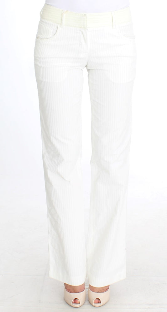 Ermanno Scervino White Striped Straight Fit Pants Ermanno Scervino