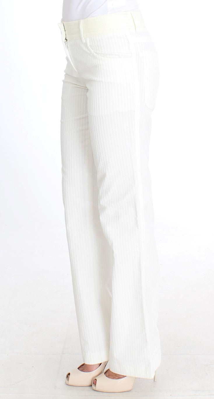 Ermanno Scervino White Striped Straight Fit Pants Ermanno Scervino