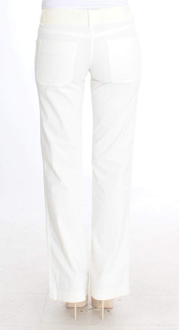 Ermanno Scervino White Striped Straight Fit Pants Ermanno Scervino
