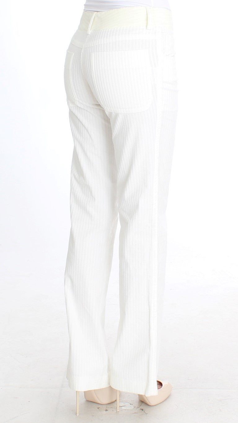 Ermanno Scervino White Striped Straight Fit Pants Ermanno Scervino
