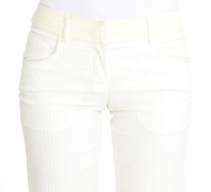 Ermanno Scervino White Striped Straight Fit Pants Ermanno Scervino