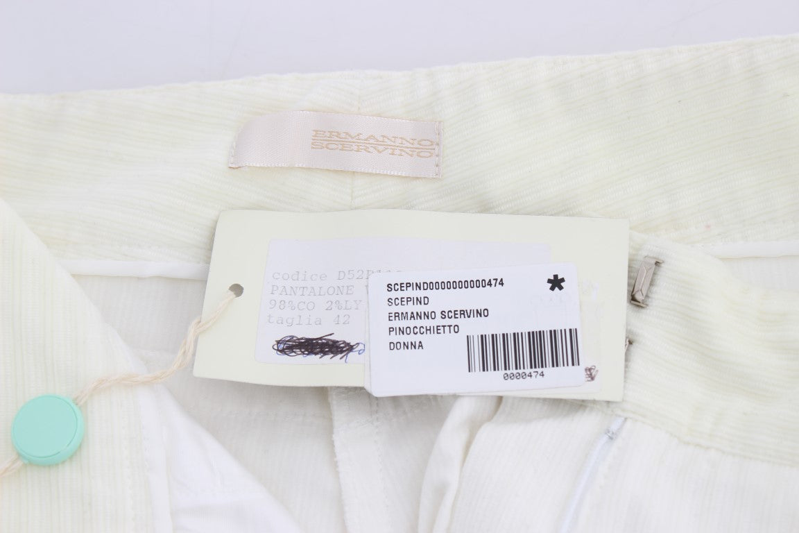 Ermanno Scervino White Striped Straight Fit Pants Ermanno Scervino