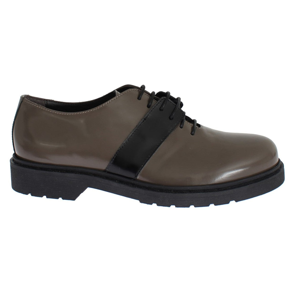 AI_ Gray Brown Leather Laceups Shoes