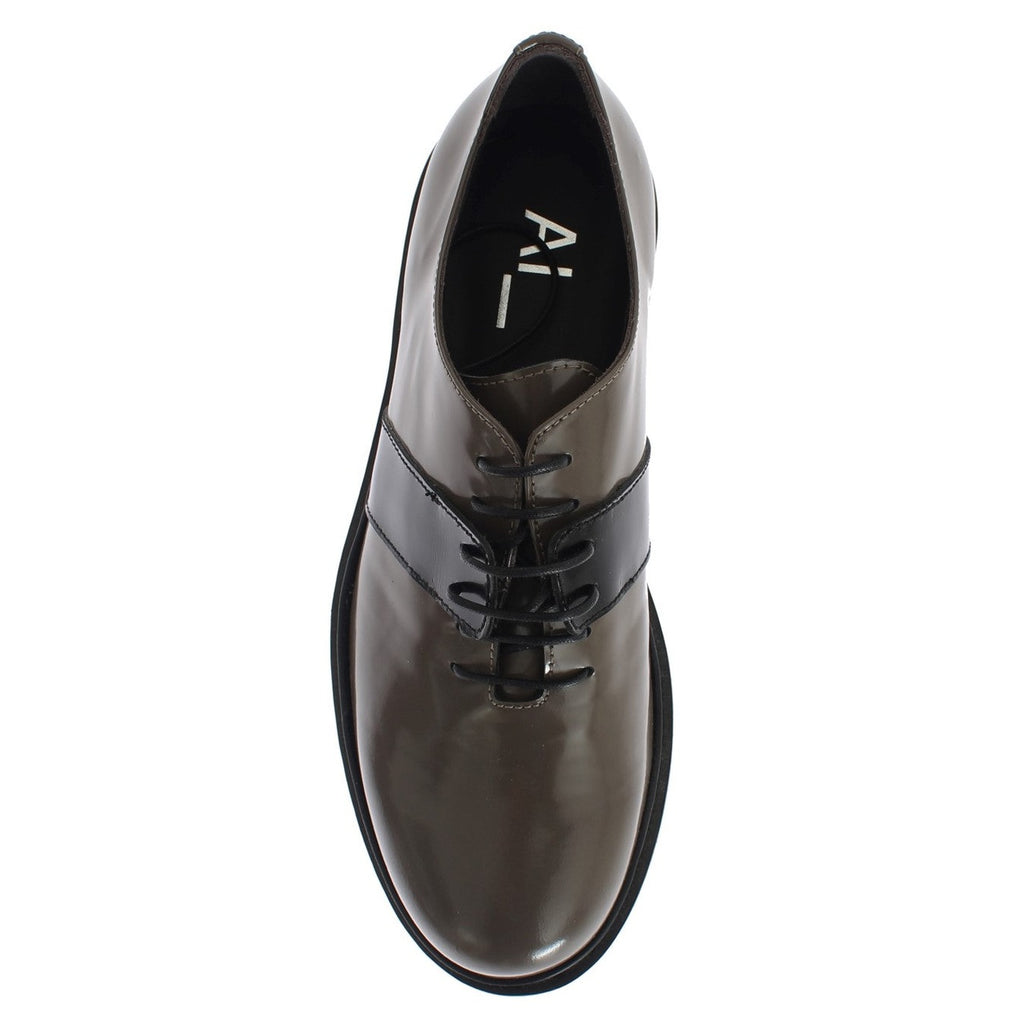 AI_ Gray Brown Leather Laceups Shoes