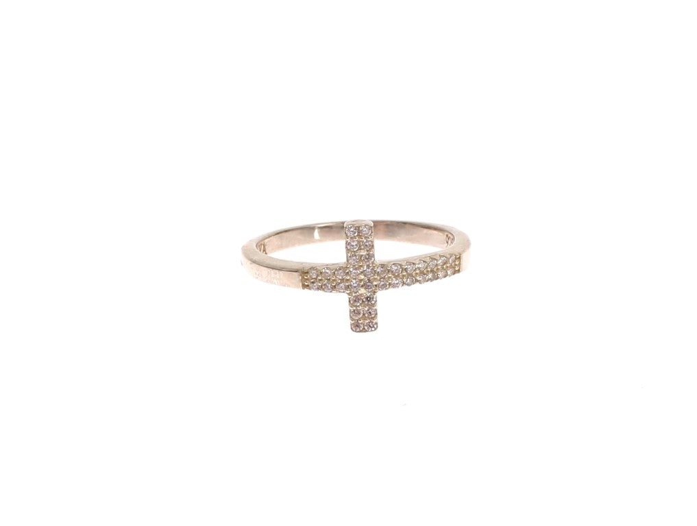 Nialaya Silver CZ Cross 925 Ring Nialaya