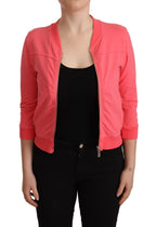 Blumarine Pink 3/4 Sleeve Zip Embellished Sweater