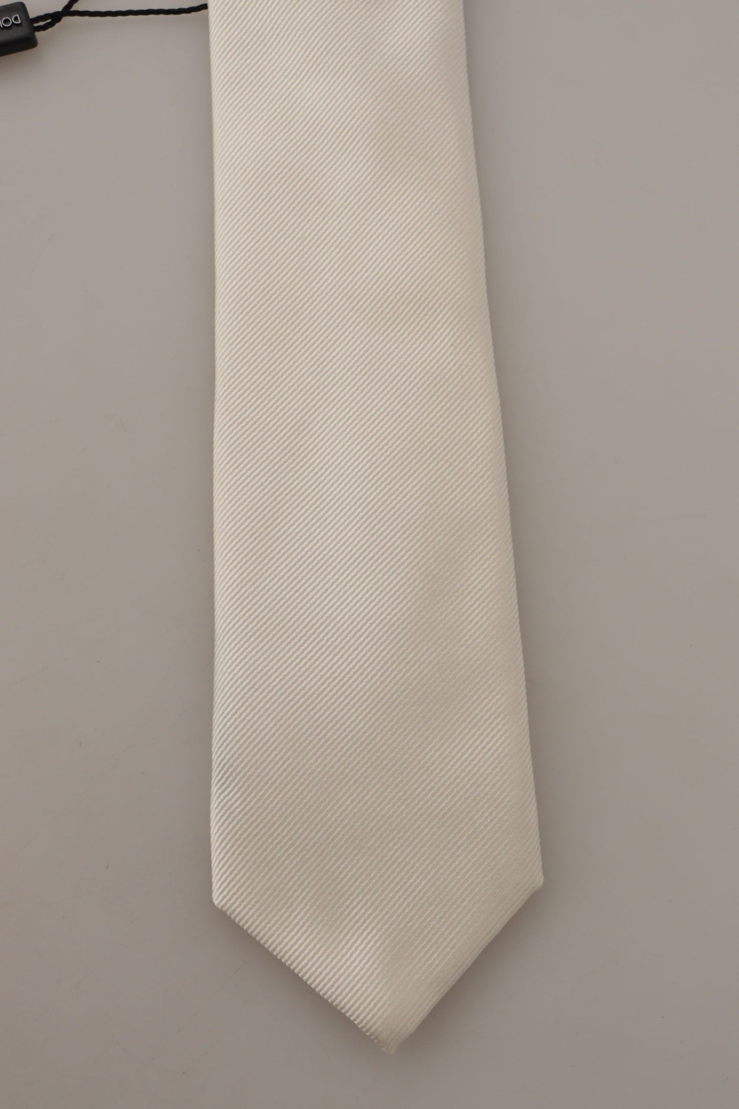 Dolce & Gabbana Off-White 100% Silk Slim Adjustable Accessory Necktie Dolce & Gabbana