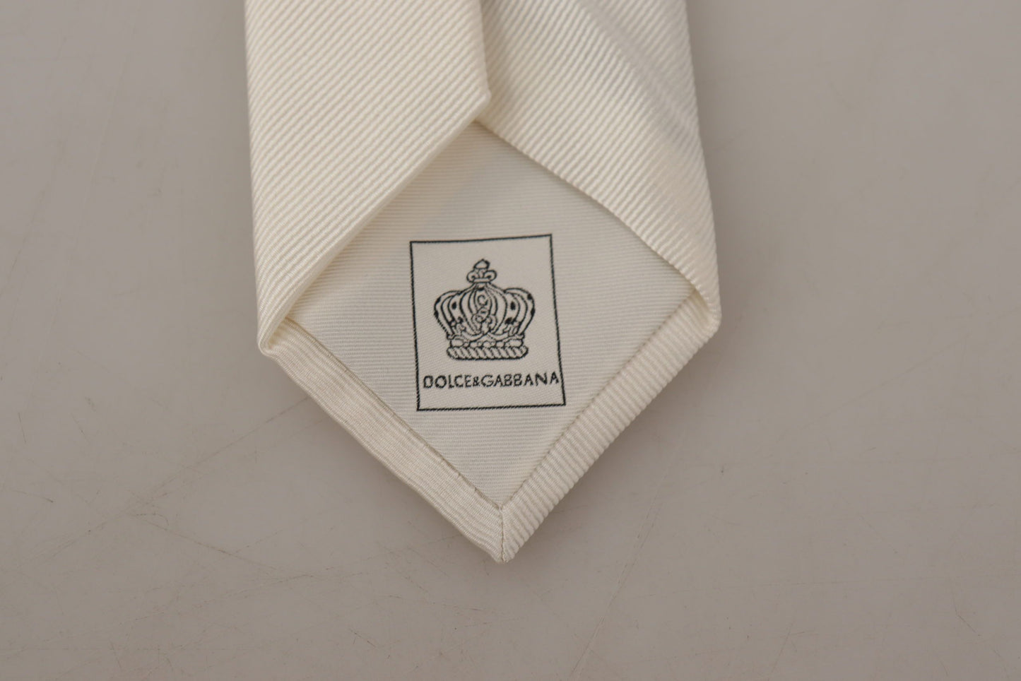Dolce & Gabbana Off-White 100% Silk Slim Adjustable Accessory Necktie Dolce & Gabbana
