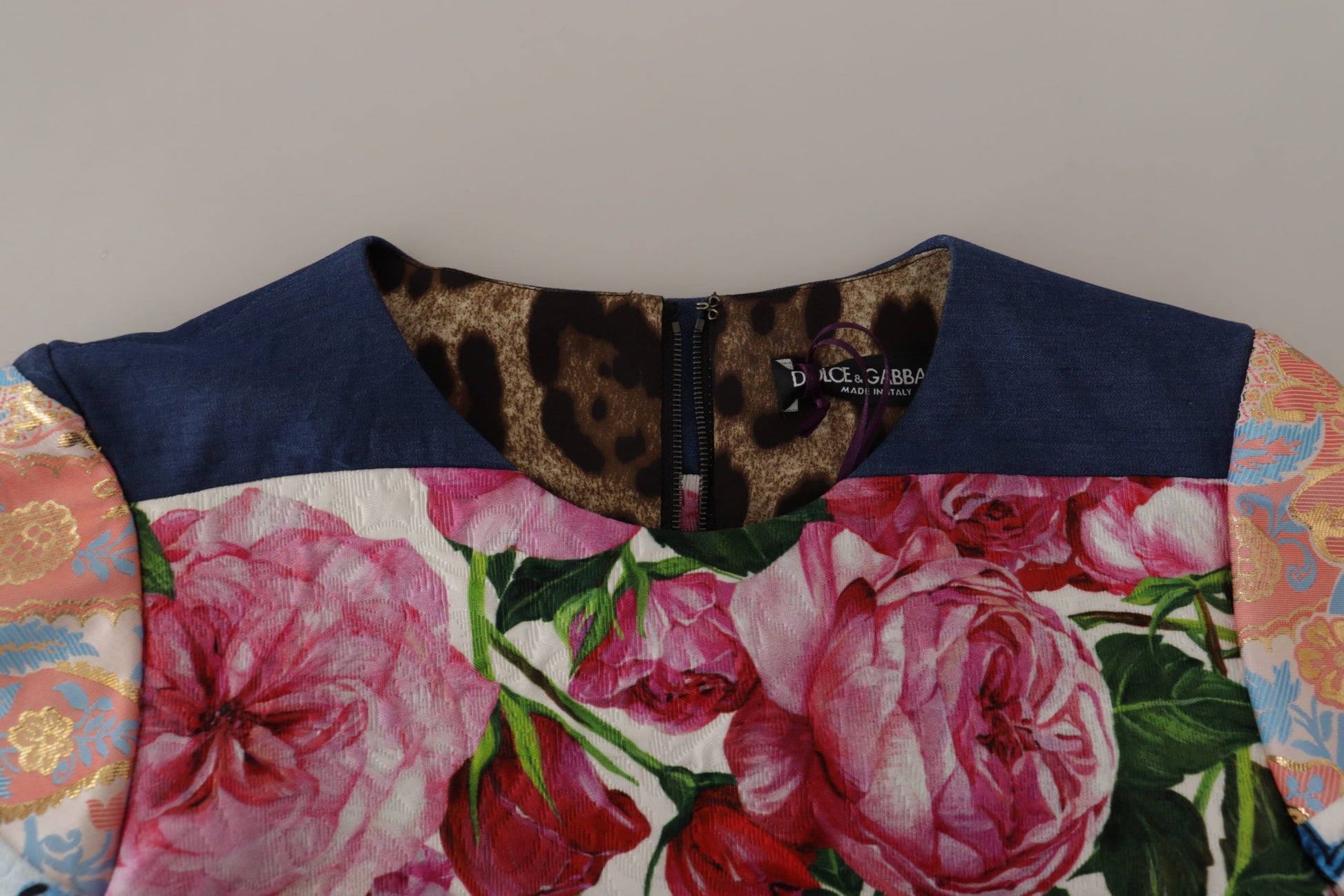 Dolce & Gabbana Multicolor Pachwork Floral Sheath Jaquard Mini Gown Dress Dolce & Gabbana