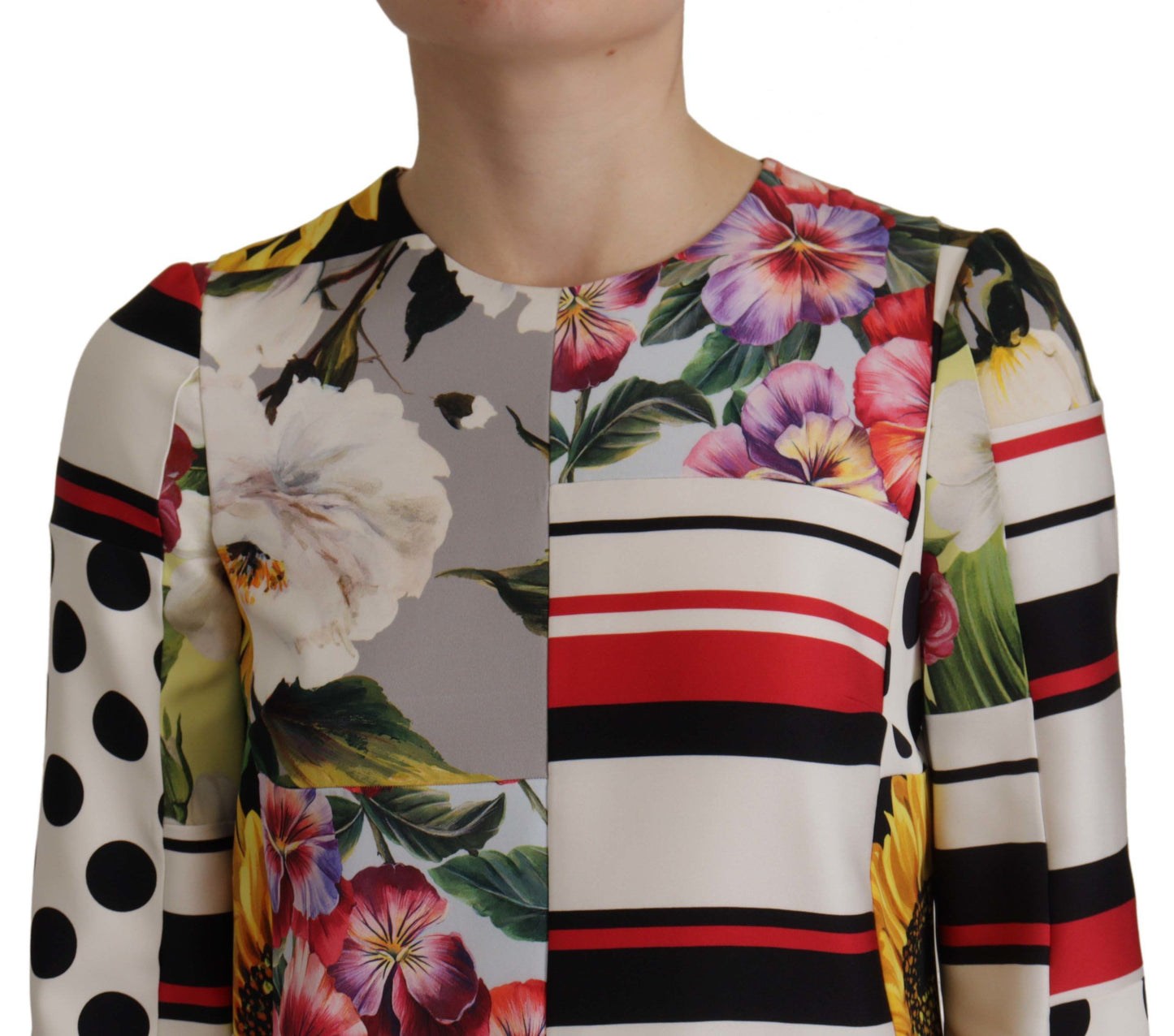 Dolce & Gabbana Multicolor Charmeuse Floral Sheath Jaquard Pachwork Dress Dolce & Gabbana