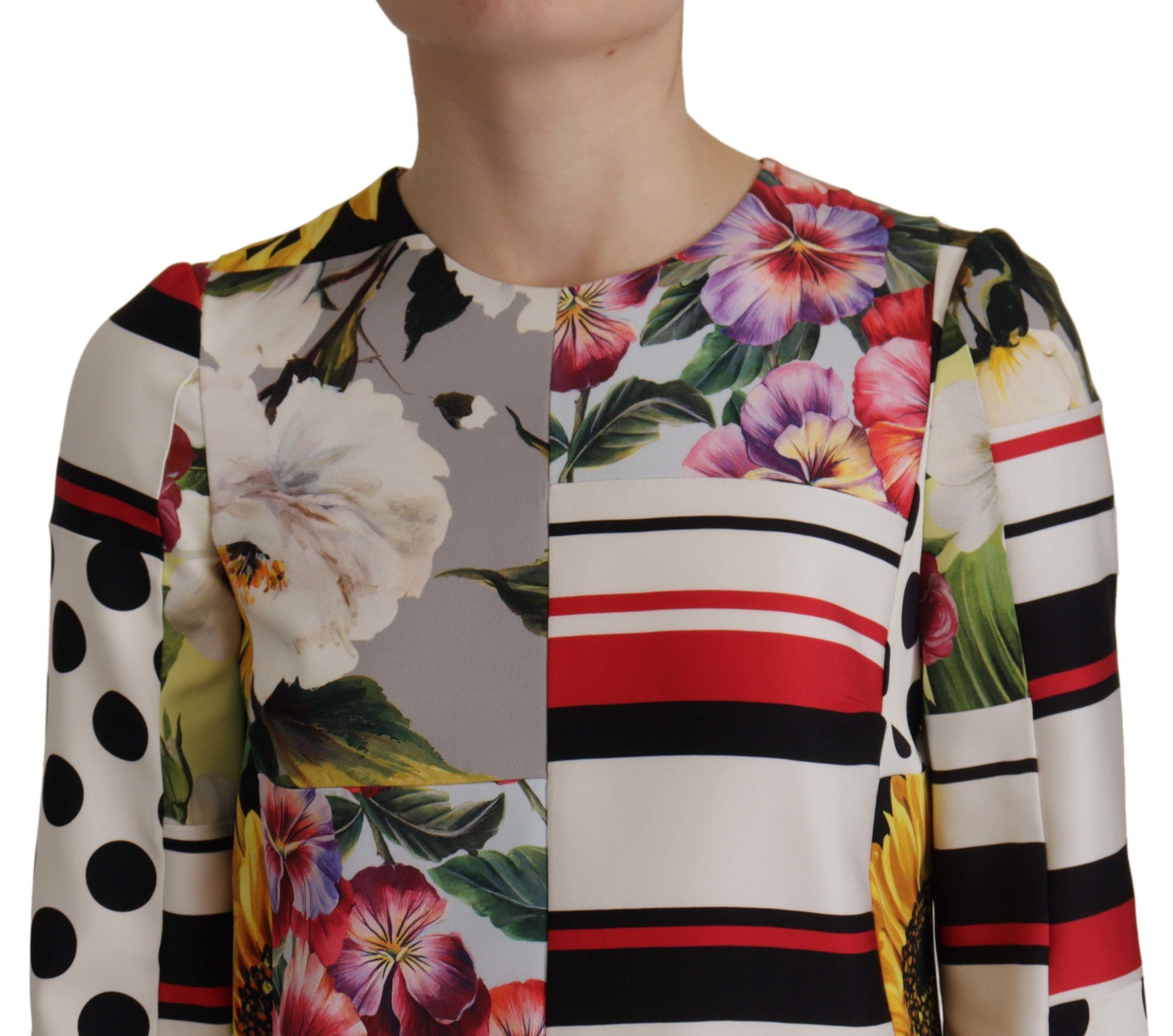 Dolce & Gabbana Multicolor Charmeuse Floral Sheath Jaquard Pachwork Dress Dolce & Gabbana